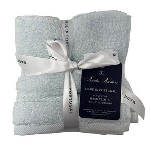 Brooks Brothers Spa Blue set of 4 Premium wash cloths NWT